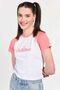 Carolına Pink Crew Neck Printed Women's T-Shirt
