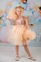 Girl's Buckle Pompom Sleeves Salmon Evening Dress Party Birthday Dress - 7