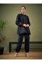 Floral Embroidered Sleeve Mandarin Collar Shirt & Pants Co-Ord - 7