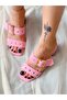 TWEE PINK CALF Suede STUDDED HEEL Slippers - 7