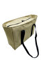 Beige Color, Black Straps, Waterproof, Black Inner Bag, 2-Piece Beach/Shoulder/Sports Bag/Unisex/Zippered - 5