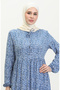 Indigo Patterned Viscose Dress - 81865-03 - 3