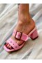 TWEE PINK CALF Suede STUDDED HEEL Slippers - 4