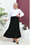 Black Large Size Sandy Striped Skirt - 1745-03 - 2