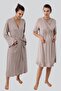Short Sleeve Stretchy Lycra Viscous Maternity Dressing Gown Nightgown Set - 2