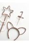 Sequin Girl's Cat Ear Crown, Star Wand, and 1st Birthday Cake Topper Birthday Decoration Set