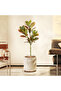 120cm Large Faux Ficus Tree - Tropical Rubber Plants Plastic Codiaeum Tree Leaves, Autobtan - 5
