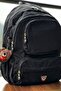 Unisex Black Backpack School, Laptop and Travel Bag Waterproof with Amigurumi Teddy Bear - 5