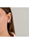 Tulip Design Antiallergic Steel Earrings with Zircon Stones and Pearls - 3