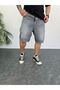 Men's Gray Premium Baggy Fit Jeans Capri Grinding Denim Shorts