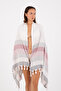 Thin Peshtemal Beach Towel, 90X180Cm, Cotton Viscose, Washed Soft Peshtemal - White - Burgundy