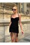 cowl neckline, front Ruched, strappy mini dress - 3