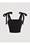 Black Bow Summer Wide Strap Top Crop