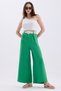 Women's Belted Waist Elastic Wide Leg Linen Blended Loose Summer Trousers