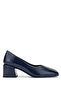 Women's Genuine Leather Navy Blue Heeled Shoes