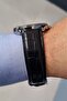Black Leather Strap Metallic Dial Men's Wristwatch - 2