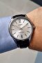 Black Leather Strap Metallic Dial Men's Wristwatch