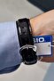 Black Leather Strap Metallic Dial Men's Wristwatch - 3