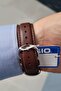 Brown Leather Strap White Dial Men's Wristwatch - 3