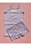 Corduroy Fabric Girls' 4-Piece Set with Rope Straps, Cotton Undershirt and Shorts - 6