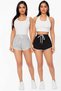 Gray - Black 2-Piece Set Combed Cotton Slit Drawstring Mini Shorts DAXİS Sportwear Company