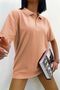 Beige Sports Polo Collar Buttoned Cotton Casual Short Sleeve Regular Fit T-Shirt - 2