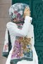 Luxury Medina Silk Clover Pattern Baby Blue Color 75X195 Wrinkle-Proof Shal Moss Crepe Stitching Type Italian