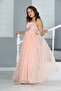 Young Girl's Floor Length Satin Lined Evening Dress - 5
