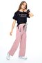 Girls' Summer Crop Style 100% Cotton Two-Piece Tracksuit Set (Top & Bottom) - 2