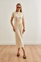 Corded Ecru Knitwear Summer Dress - Belted, Women's, ELB-19002207 - 6