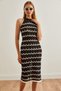 Women's Black Halter Neck Zigzag Unlined Summer Knitwear Dress Elb- 19002204 - 5