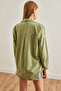 Women's Moss Green Leaf Sequin Detail Woven Shirt GML-19001226 - 2
