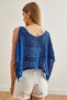 Women's Cobalt Blue Openwork Crop Bolero Knitwear Blouse Blz- 19002687 - 6