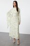 Floral Print Woven Evening Dress with Yellow Shawl Neckline Tctss24Db00063