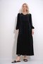 Women's Black Boat Neck Balloon Sleeve Layered Flounced Waist Belted Woven Viscose Dress ALC-X12053 - 3
