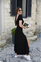 Women's Viscose Dress - Short Sleeve, Back Low Cut, Double Slit - 4