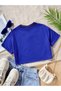 Girl's Collar Detailed Brooklyn V-Neck Printed T-Shirt Crop Blouse - 2