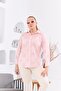 Perforated Lace Detailed Plus Size Powder Shirt
