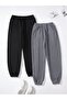 Thick Winter Smoke-Black 2-Piece Sweatpants - 2