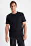 Regular Fit Crew Neck Embroidered Short Sleeve Black T-Shirt C4134Ax24Sm