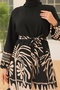 Black Viscose Dress - Leaf Pattern, Woven 986 - 2