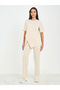 Asymmetrical Hem T-Shirt & Straight Fit Pintuck Detail Pant Co-Ord
