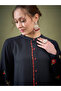 Floral Embroidered Sleeve Mandarin Collar Shirt & Pants Co-Ord - 4