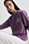 ALICE Purple Crew Neck Printed Loose Fit Women's Sweatshirt - 3
