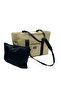 Beige Color, Black Straps, Waterproof, Black Inner Bag, 2-Piece Beach/Shoulder/Sports Bag/Unisex/Zippered - 4