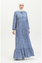 Indigo Patterned Viscose Dress - 81865-03 - 4