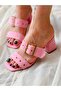 TWEE PINK CALF Suede STUDDED HEEL Slippers - 8