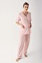Flexible Viscous Maternity Pajamas and Dressing Gown Set - Short Sleeve, Buttoned 14306 - 3