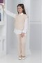 Girls' Cotton Knit Ribbed fabric Fabric Three-Piece Set: Shirt, Pants, and Sleeveless Blouse.