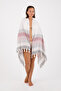 Thin Peshtemal Beach Towel, 90X180Cm, Cotton Viscose, Washed Soft Peshtemal - White - Burgundy - 3